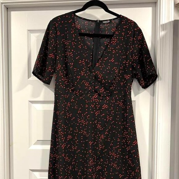 Polka Dot V Neck Midi Dress - Nasty Gal Collection - Picture 2 of 4